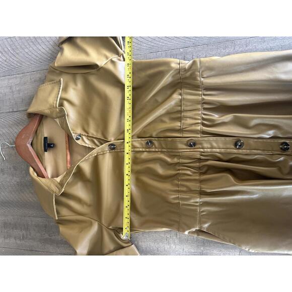 Who What Wear Faux Leather Camel Button Down Midi Dress Women’s size Small - Picture 9 of 13
